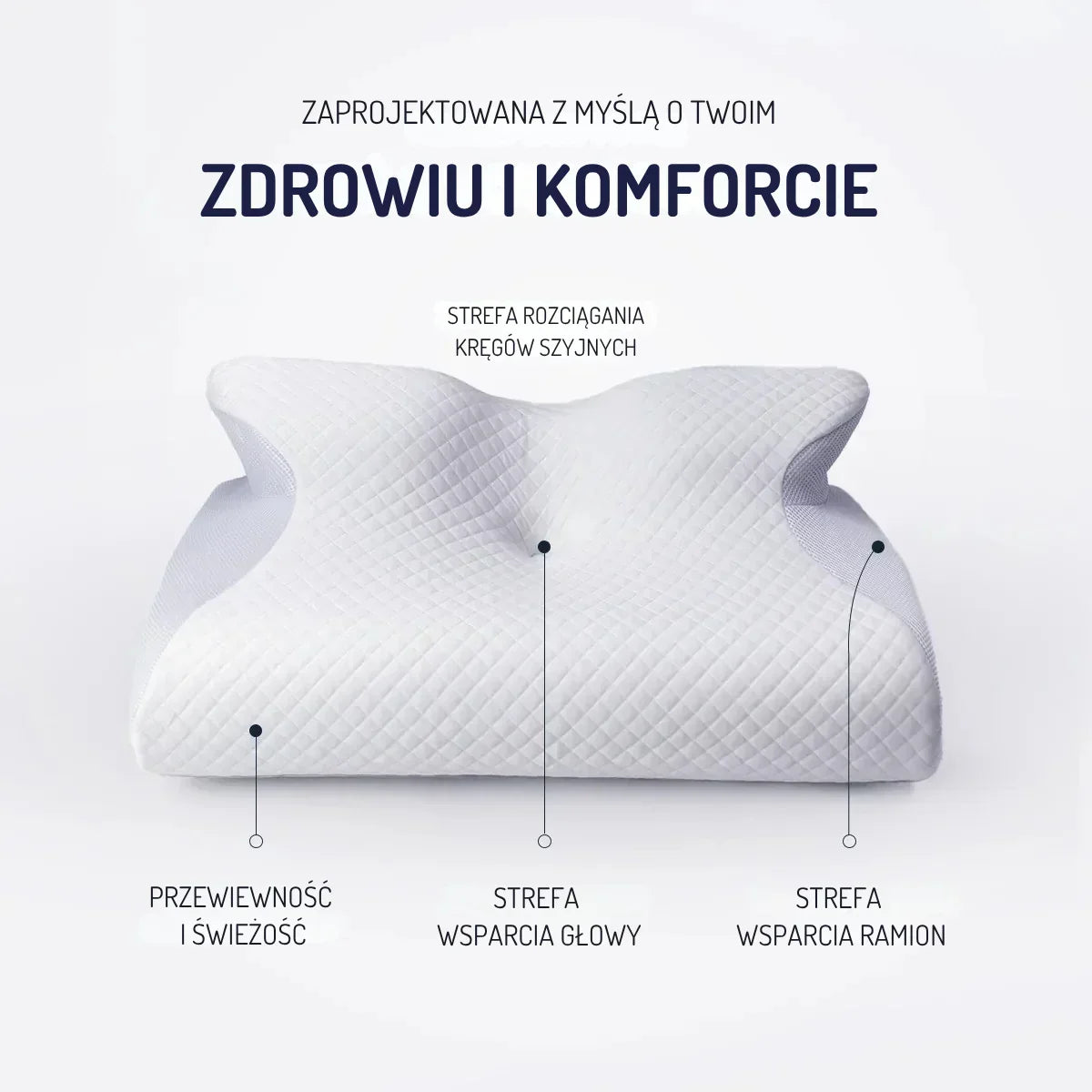 CosNaTo™ Poduszka ergonomiczna z pianką memory o trwałym kształcie.